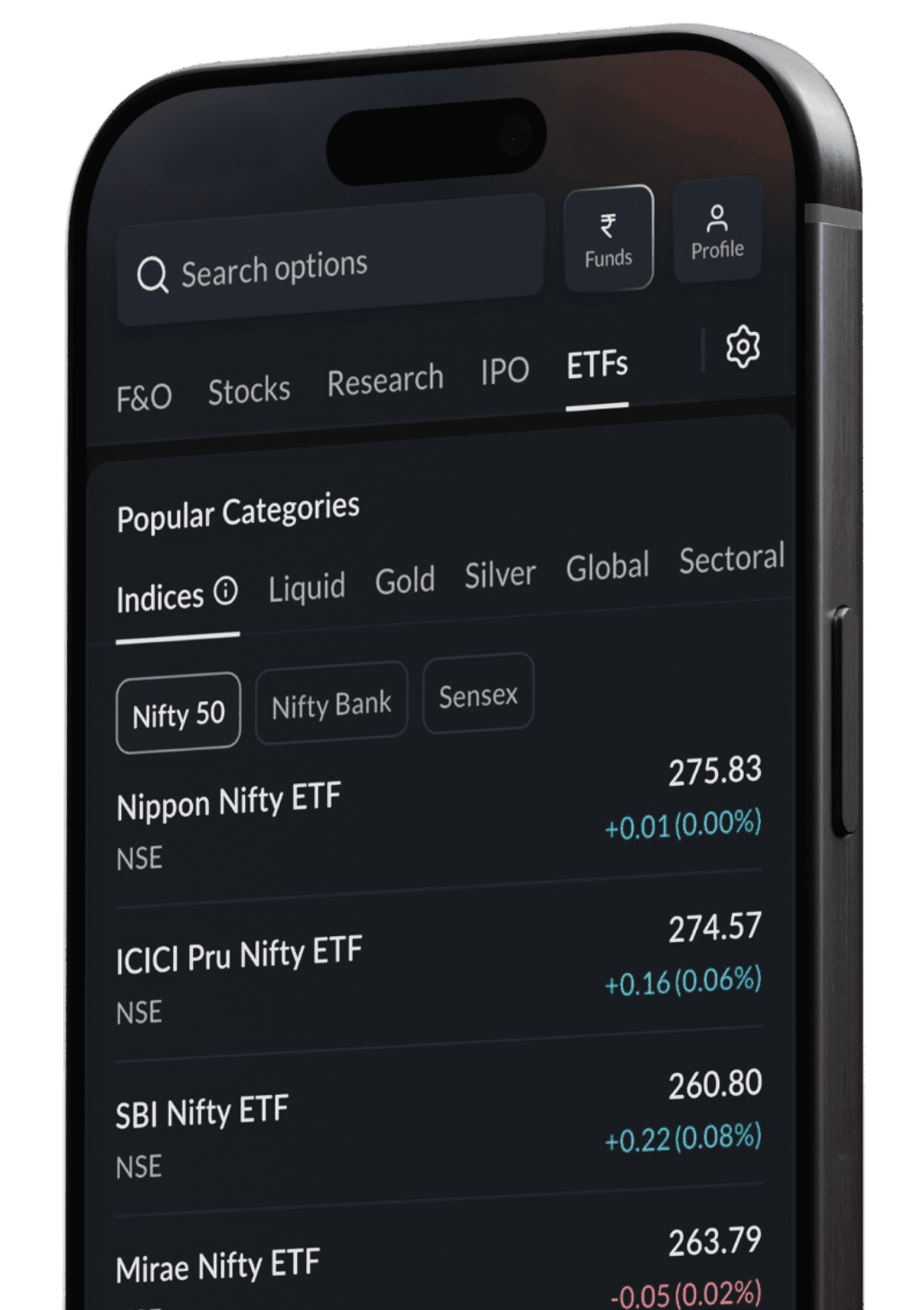 ETF trading in the SAHI app